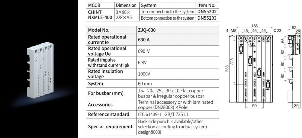 Dimension 3*90*228*M5 Breaker Adaptor 